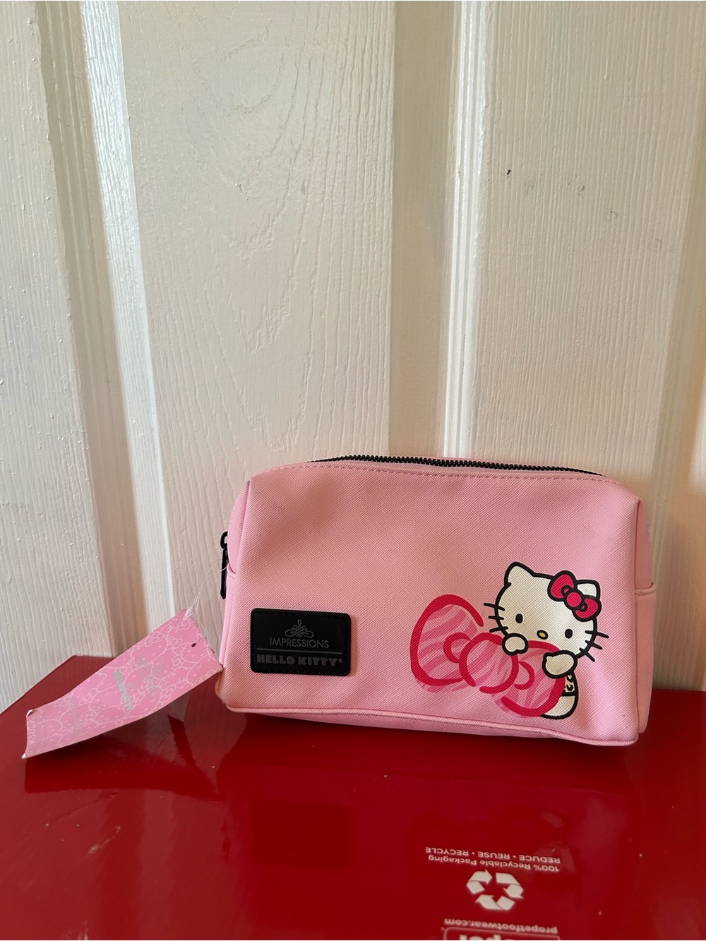 Hello kitty pink makeup bag pouch cosmetic pouch faux leather